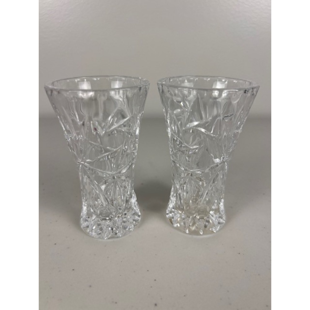 Lenox Fine Crystal Star Vase‎ 4" Tall Flared Rim Set of 2